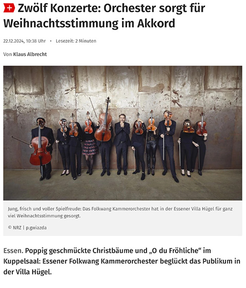 WAZ 22.12.2024 Zwölf Konzerte: Orchester sorgt für Weihnachtsstimmung im Akkord